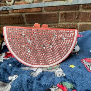 Kate Spade 2016 Flights of Fancy Jeweled Grapefruit Clutch - missing few stones